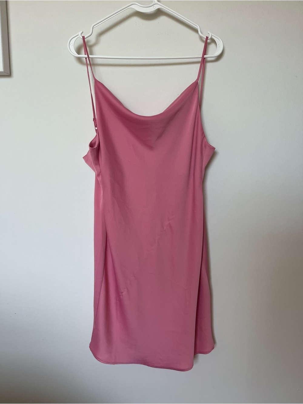 Pink Satin Slip Dress - Spaghetti Strap